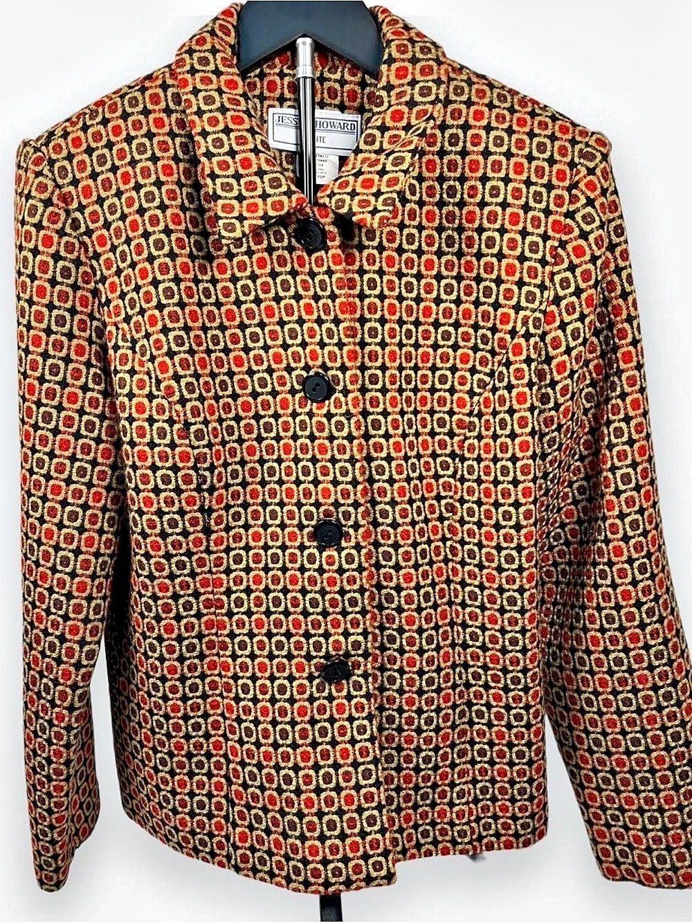 Vintage Jessica Howard Geometric Pattern Jacket Size 12P